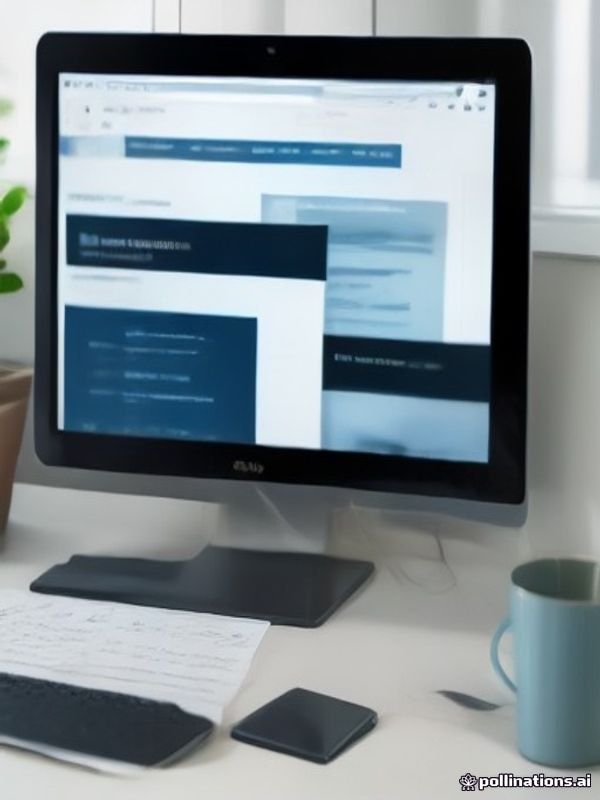 Computer monitor showing a business website design with smartphone